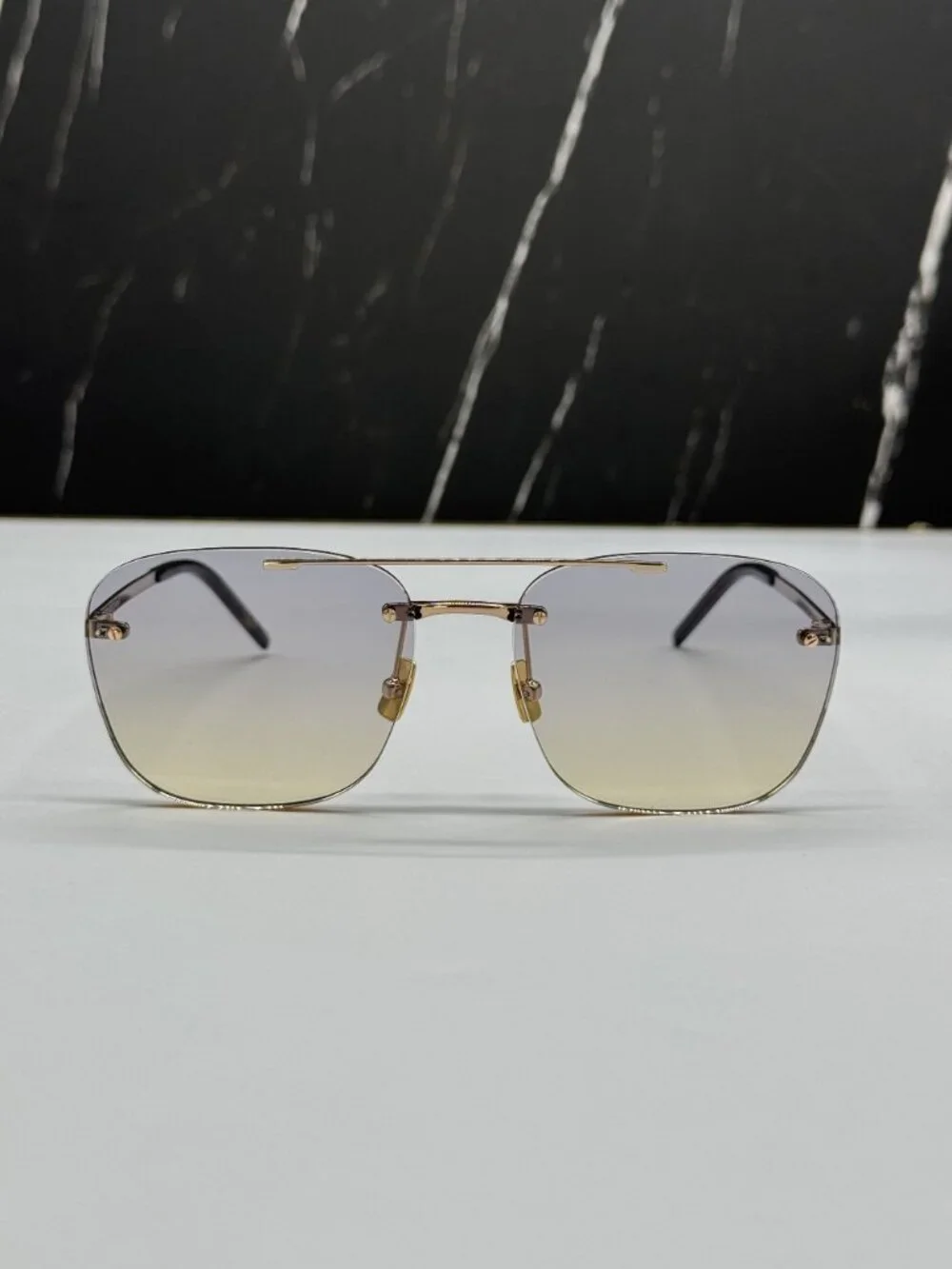 NEW SAINT LAURENT SL309 RIMLESS 004 SUNGLASSES UNISEX GOLD/PURPLE GRADIENT